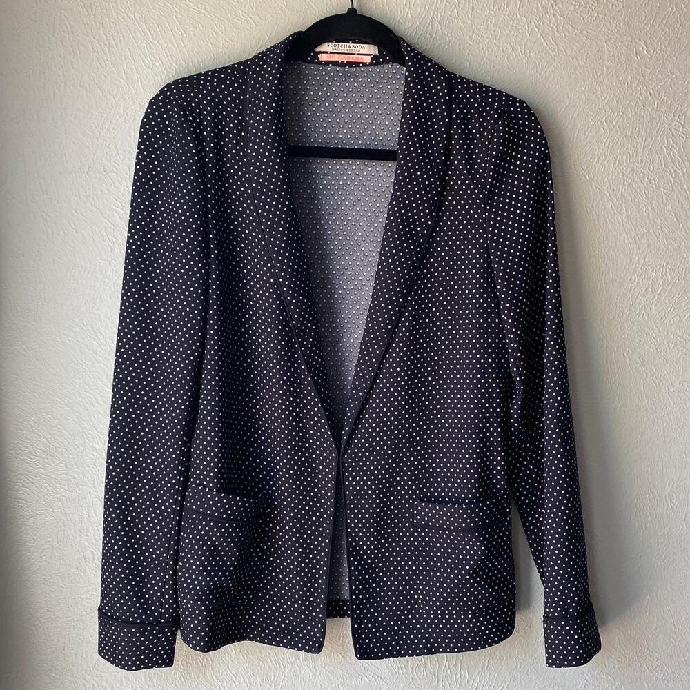Scotch & Soda Maison Scotch SO CABANA Lightweight blazer, Black polka dot Size 2